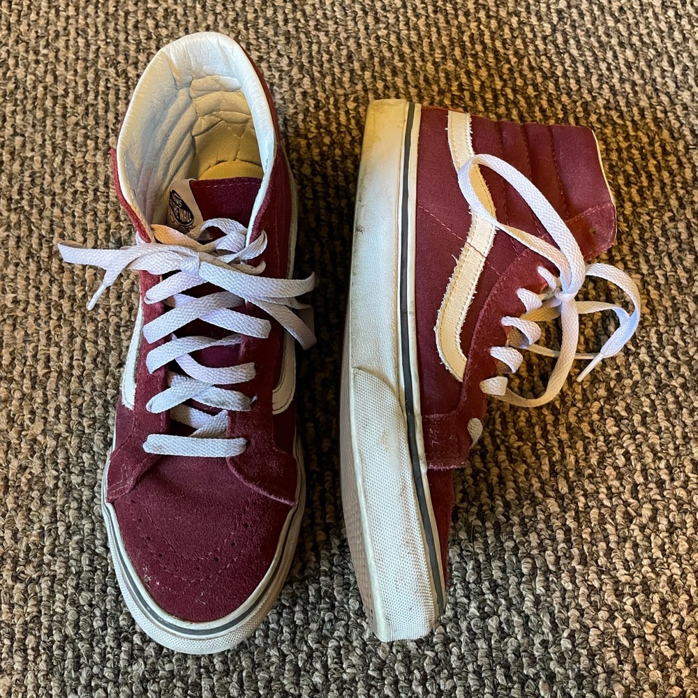 Dark red Vans high tops